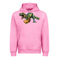 Fuchsia Pink T-Rex dinosaur holding a taco Urban Hoodie - RanaPortraitStore