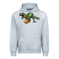 Heather Grey T-Rex dinosaur holding a taco Urban Hoodie - RanaPortraitStore
