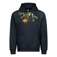 Navy T-Rex dinosaur holding a taco Urban Hoodie - RanaPortraitStore