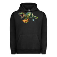 Pigment Black T-Rex dinosaur holding a taco Urban Hoodie - RanaPortraitStore