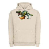 Pigment French Oak T-Rex dinosaur holding a taco Urban Hoodie - RanaPortraitStore