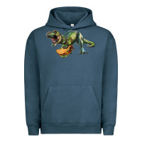 Pigment Midnight Navy T-Rex dinosaur holding a taco Urban Hoodie - RanaPortraitStore