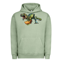 Pigment Oil Green T-Rex dinosaur holding a taco Urban Hoodie - RanaPortraitStore