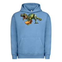 Pigment Pebble Blue T-Rex dinosaur holding a taco Urban Hoodie - RanaPortraitStore