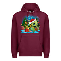 Burgundy christmas turtle Premium Hoodie - Zillion Design Studio