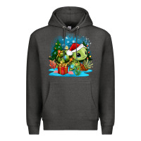 Charcoal Heather christmas turtle Premium Hoodie - Zillion Design Studio
