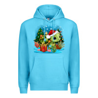 Ocean Blue christmas turtle Premium Hoodie - Zillion Design Studio
