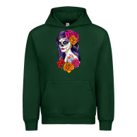Foreset Green sugar skull girl Urban Hoodie - RanaPortraitStore