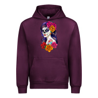 Mauve Wine sugar skull girl Urban Hoodie - RanaPortraitStore