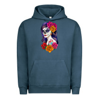 Pigment Midnight Navy sugar skull girl Urban Hoodie - RanaPortraitStore
