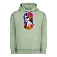 Pigment Oil Green sugar skull girl Urban Hoodie - RanaPortraitStore