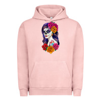 Pigment Salmon sugar skull girl Urban Hoodie - RanaPortraitStore