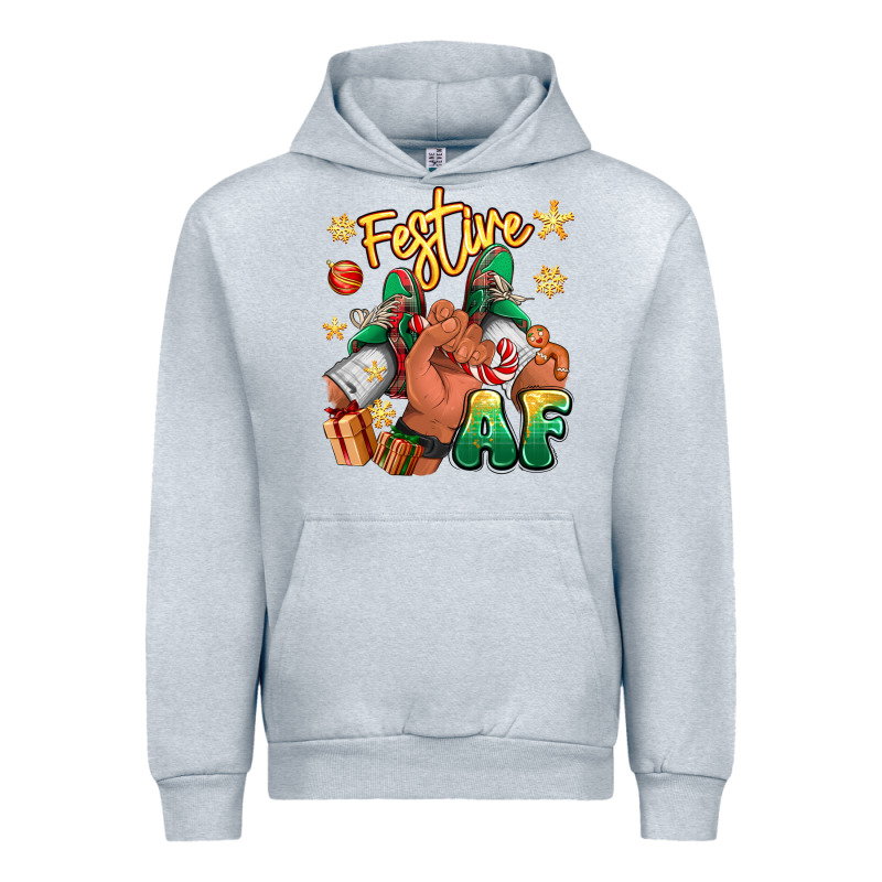 Festive Af Christmas Black Man Sneakers Urban Hoodie by RanaPortraitStore | Teevron