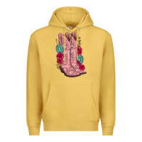 Antique Gold floral cowgirl boots Premium Hoodie - texasbilliewilder