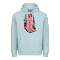 Blue Mist floral cowgirl boots Premium Hoodie - texasbilliewilder