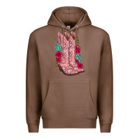 Chestnut floral cowgirl boots Premium Hoodie - texasbilliewilder