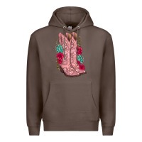 Coffee floral cowgirl boots Premium Hoodie - texasbilliewilder