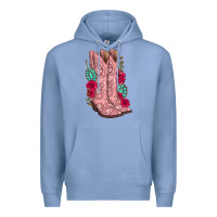 Colony Blue floral cowgirl boots Premium Hoodie - texasbilliewilder