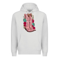 Dove Grey floral cowgirl boots Premium Hoodie - texasbilliewilder