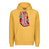 Mustard floral cowgirl boots Premium Hoodie - texasbilliewilder