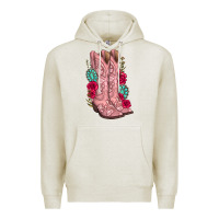 Oatmeal Heather floral cowgirl boots Premium Hoodie - texasbilliewilder