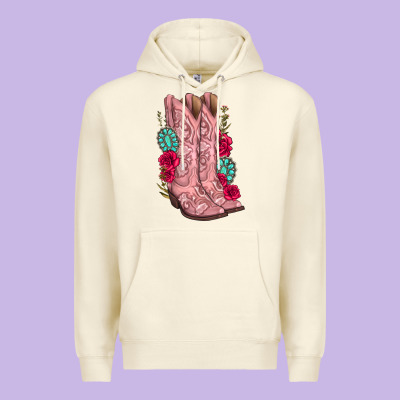 Premium Hoodie floral cowgirl boots