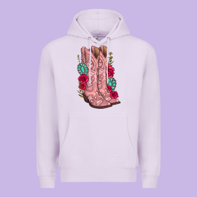 Premium Hoodie floral cowgirl boots