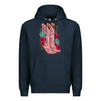 Navy floral cowgirl boots Premium Hoodie - texasbilliewilder