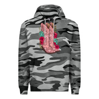 Slate Camo floral cowgirl boots Premium Hoodie - texasbilliewilder