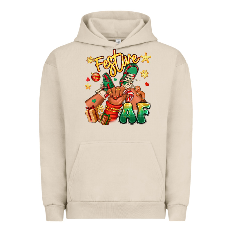 Festive Af Christmas Black Kid Sneakers Urban Hoodie by RanaPortraitStore | Teevron