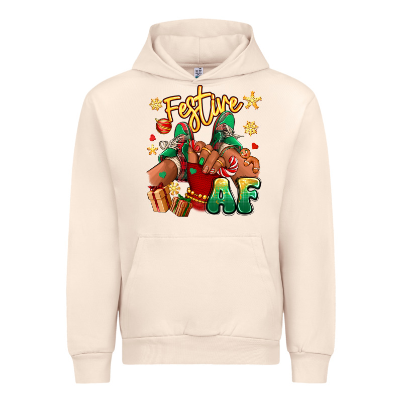 Festive Af Christmas Black Girl Children Sneakers Urban Hoodie by RanaPortraitStore | Teevron