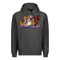 Charcoal Heather joy to the world Premium Hoodie - Zillion Design Studio