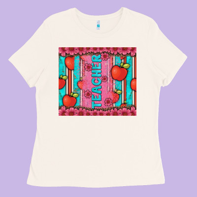 Teacher With  Flower Glitter And Serape Leopard Ladies Tee Designed By Artiststas
