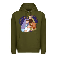 Army Green holy night jesus birth Premium Hoodie - Zillion Design Studio