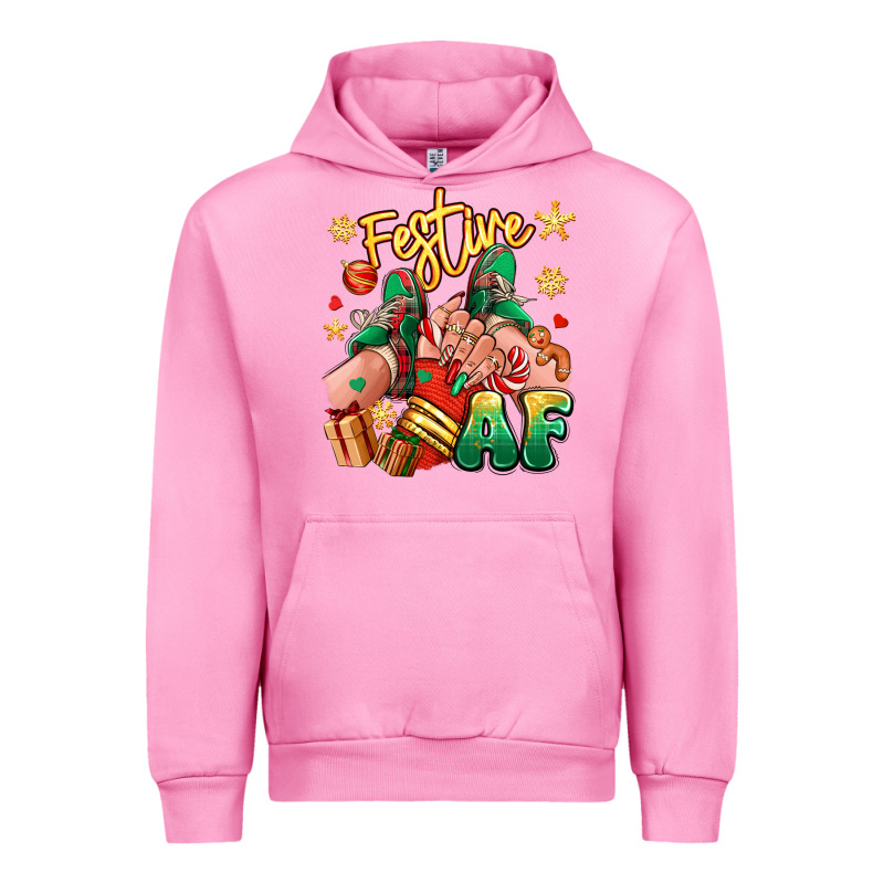 Festive Af Christmas Caucasian Girl Sneakers Urban Hoodie by RanaPortraitStore | Teevron
