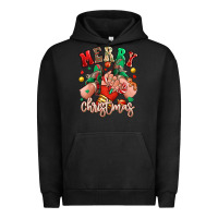 Pigment Black Merry Christmas Caucasian girl sneakers Urban Hoodie - RanaPortraitStore