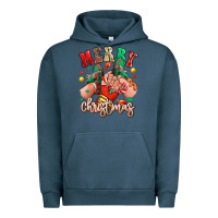 Pigment Midnight Navy Merry Christmas Caucasian girl sneakers Urban Hoodie - RanaPortraitStore
