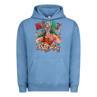 Pigment Pebble Blue Merry Christmas Caucasian girl sneakers Urban Hoodie - RanaPortraitStore