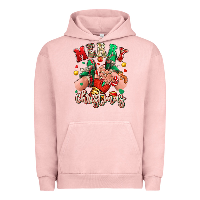 Merry Christmas Caucasian Girl Sneakers Urban Hoodie by RanaPortraitStore | Teevron