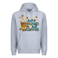 Heather Grey half human half coffee Premium Hoodie - texasbilliewilder