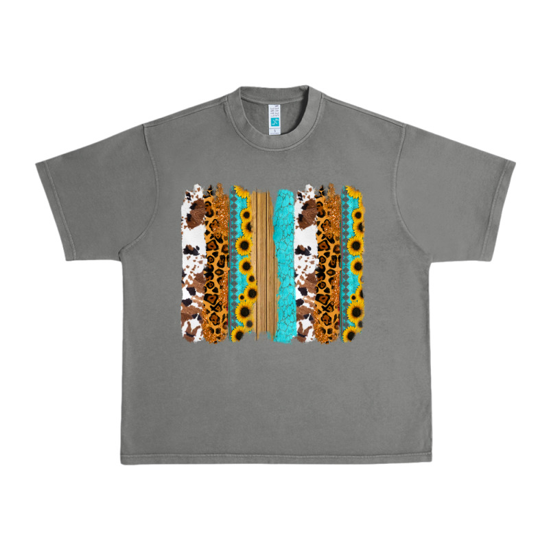 Turquoise Sunflowers Cowhide Leopard Glitter Background Urban Heavy Tee by RanaPortraitStore | Teevron