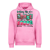 Fuchsia Pink battery life of a nurse Urban Hoodie - RanaPortraitStore