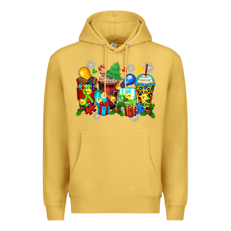 Autism Christmas Coffee Cups Premium Hoodie by Zillion Design Studio | Teevron
