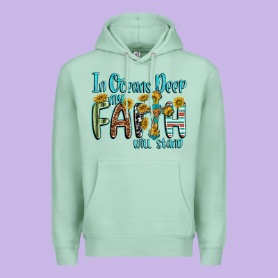 Premium Hoodie in oceans deep faith will stand