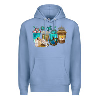 Colony Blue jesus coffee cups Premium Hoodie - texasbilliewilder