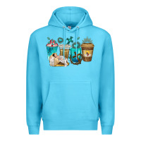 Ocean Blue jesus coffee cups Premium Hoodie - texasbilliewilder
