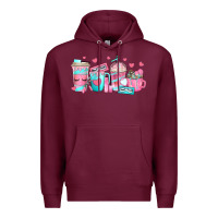 Burgundy lash hustler coffee cups Premium Hoodie - texasbilliewilder