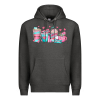 Charcoal Heather lash hustler coffee cups Premium Hoodie - texasbilliewilder