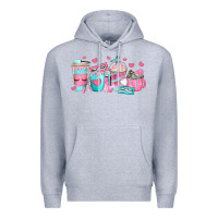 Heather Grey lash hustler coffee cups Premium Hoodie - texasbilliewilder