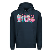 Navy lash hustler coffee cups Premium Hoodie - texasbilliewilder